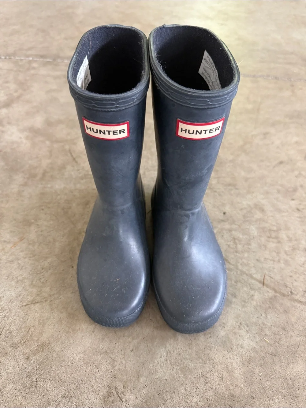 Hunter Kids Navy Blue Tall Rubber Rain Boots with Logo